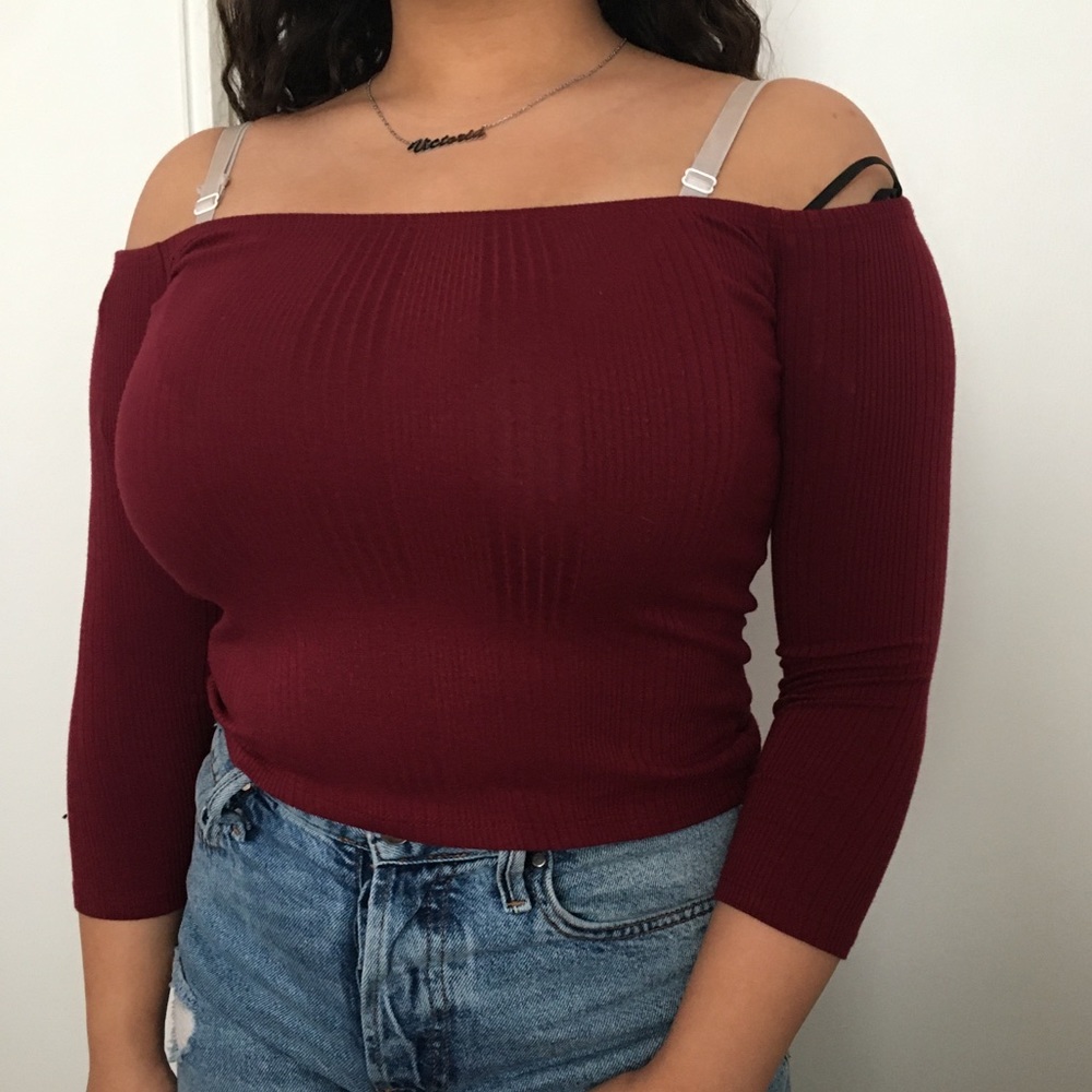 🍉 off the shoulder ribbed crop top